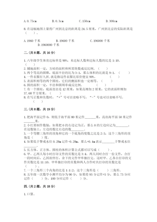 苏教版数学小升初模拟试卷及参考答案【夺分金卷】.docx