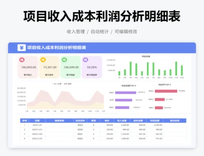 项目收入成本利润分析明细表