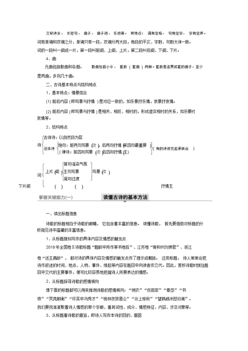 江苏2020版高考语文第四章古诗词鉴赏专题一掌握关键的读懂古诗能力讲义(含解析)