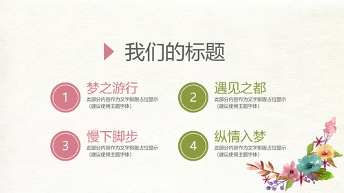 手绘小清新旅行电子相册PPT动态模板