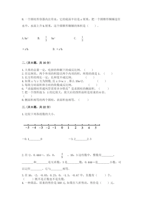 人教版六年级数学下学期期末测试题（名校卷）.docx