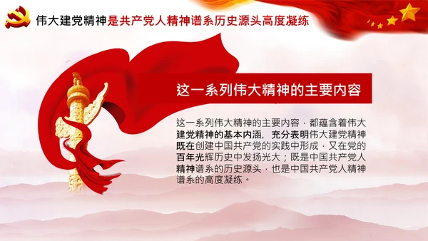 建党100周年七一讲话伟大的建党精神PPT