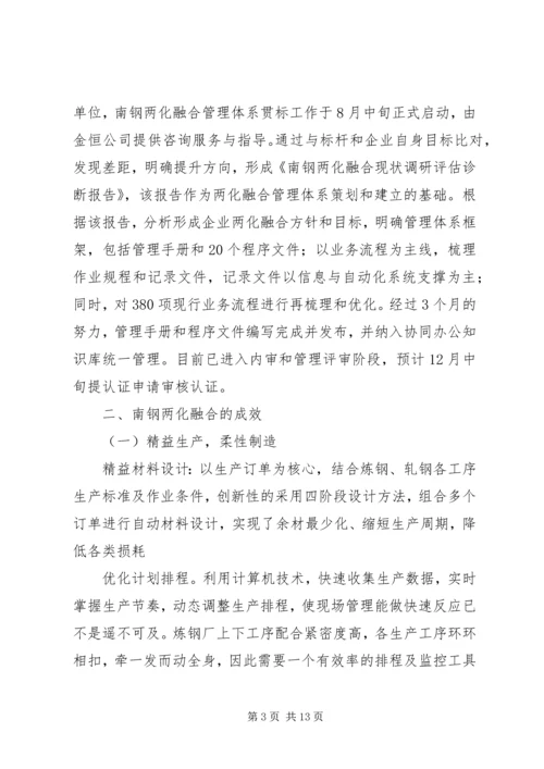 南钢集团两化融合发言稿.docx