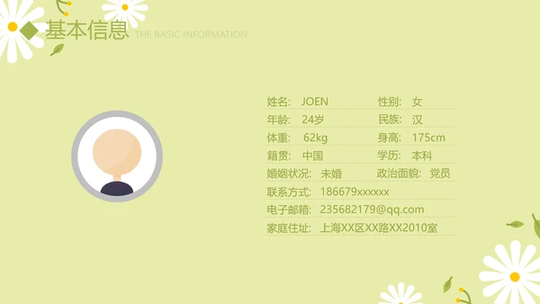绿色小清新个人简历自我介绍动态PPT模板