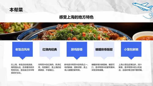 蓝色摄影风上海城市经典旅游路线推荐PPT模板