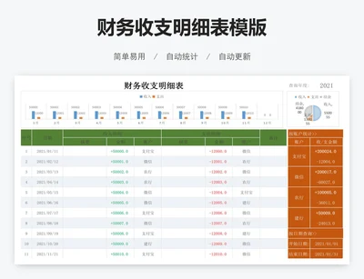 财务收支明细表模版