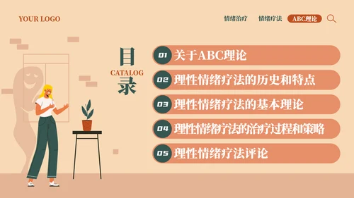 释放情绪理性情绪疗法宣传PPT模板