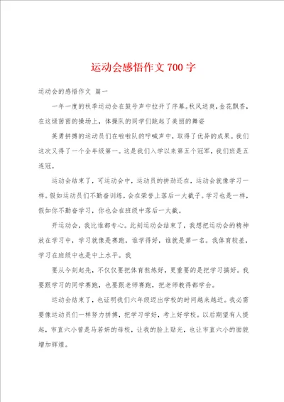 运动会感悟作文700字