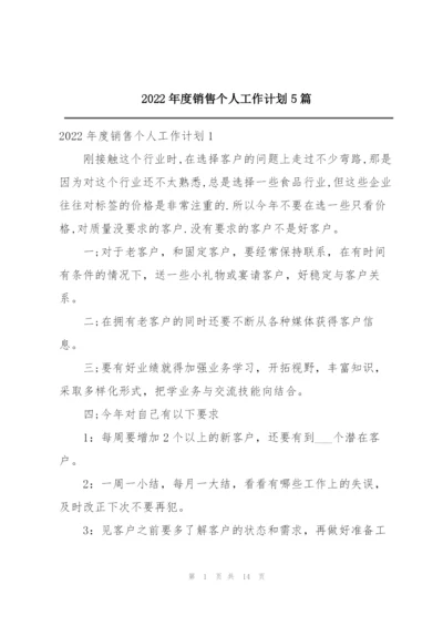 2022年度销售个人工作计划5篇.docx