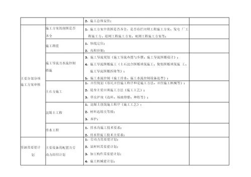 水利工程施工组织设计内容审查要点