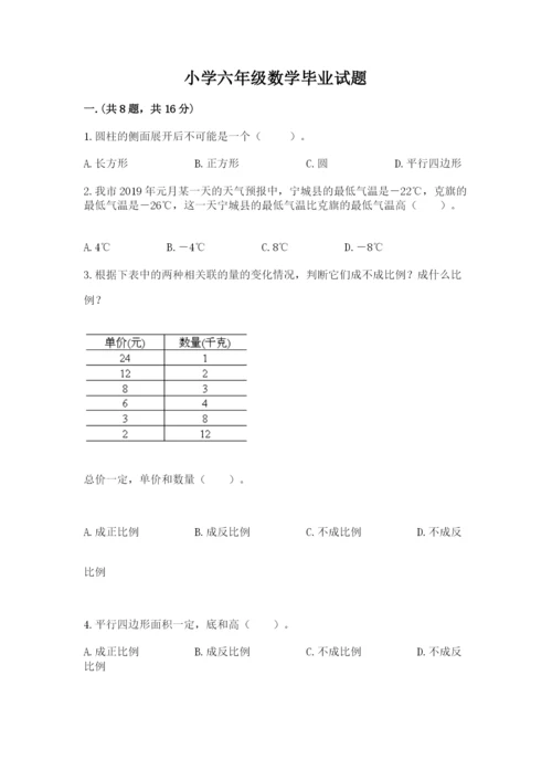 小学六年级数学毕业试题（名师系列）.docx