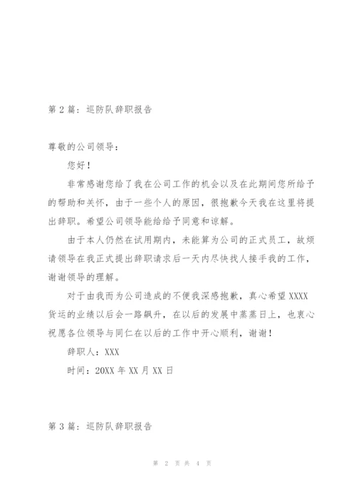 巡防队辞职报告三篇.docx