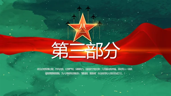 迷彩风八一国防军事部队PPT动态模板