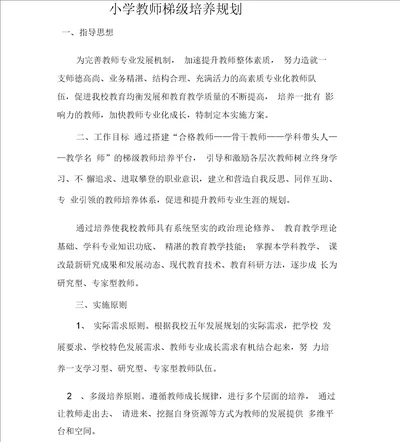 学校梯级式教师培养方案