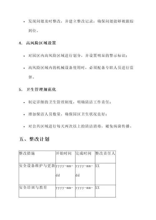 园区安全卫生整改方案