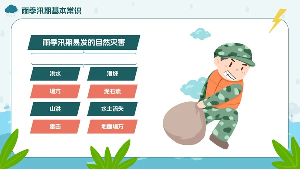 手绘卡通防洪防汛安全教育PPT模板