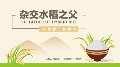 黄色插画风水稻粮食教育PPT模板