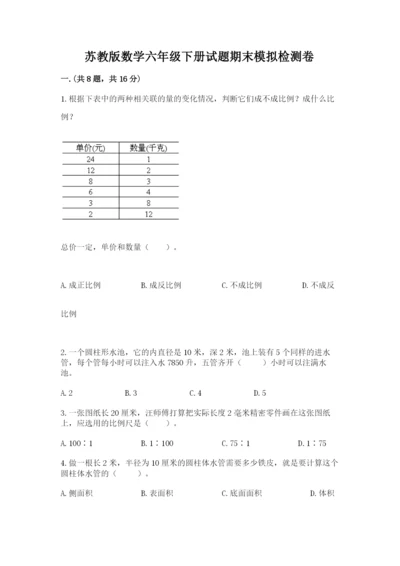 苏教版数学六年级下册试题期末模拟检测卷【基础题】.docx