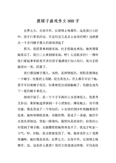 摸瞎子游戏作文800字