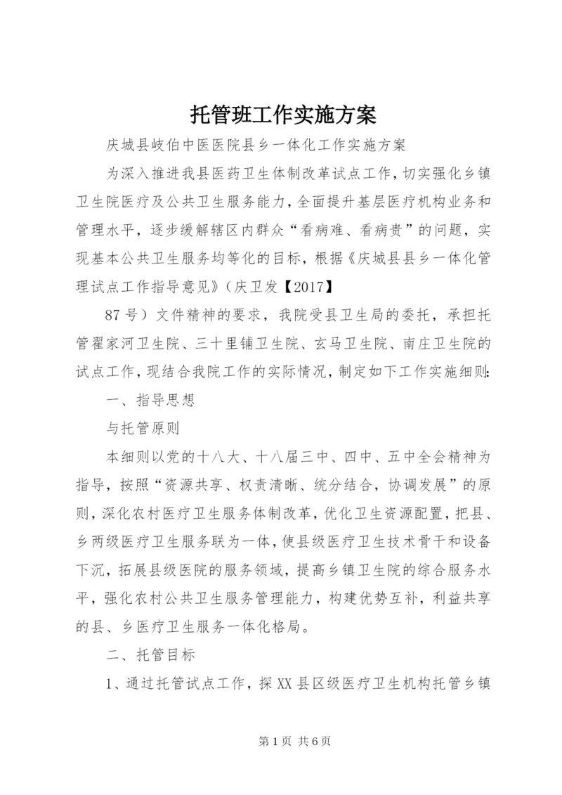 托管班工作实施方案精选.docx