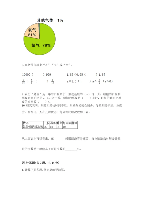 2022六年级上册数学期末考试试卷附答案【b卷】.docx