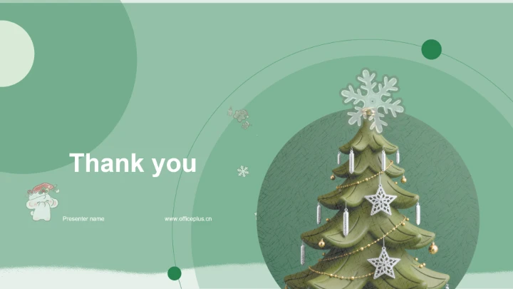 圣诞节绿色眠眠兔主题PPT