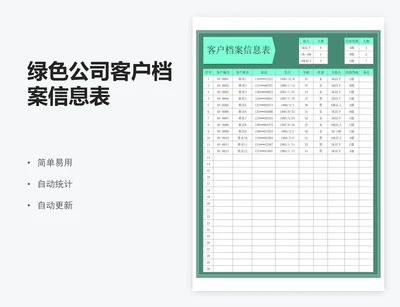 绿色公司客户档案信息表