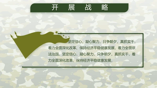 迷彩风八一建军节总结动态PPT模板