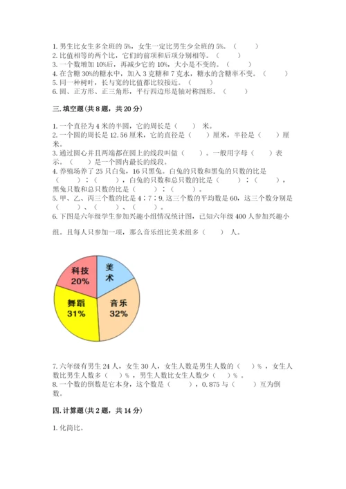 六年级上册数学期末测试卷附答案【培优b卷】.docx