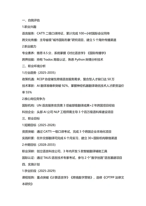 大学生职业生涯规划书(英语专业)