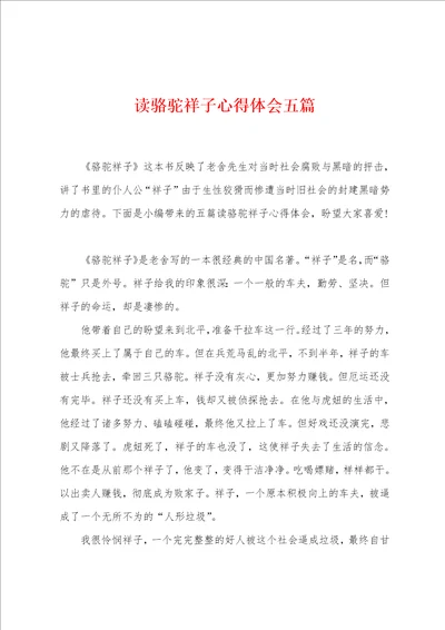 读骆驼祥子心得体会五篇