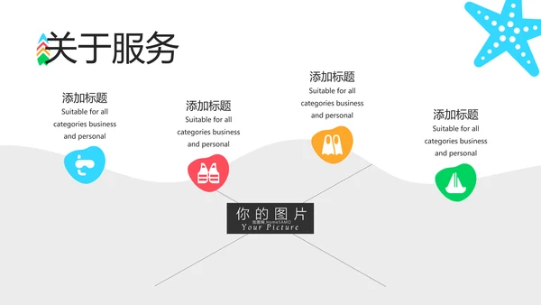 夏日度假海滩旅行冲浪旅游宣传PPT模板