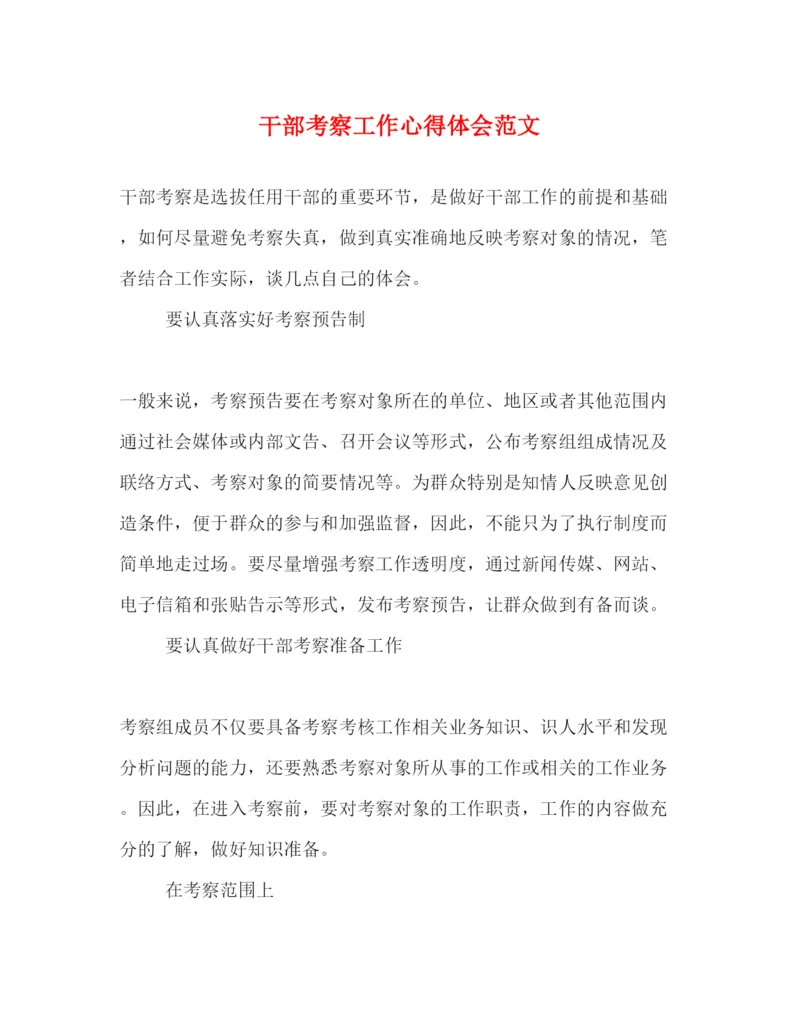 精编干部考察工作心得体会范文.docx
