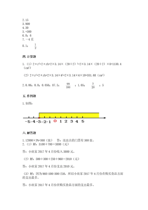 小学升初中数学试卷资料附答案（突破训练）