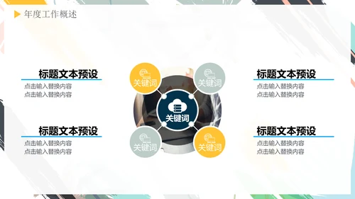 彩绘水彩背景年度总结通用PPT模板