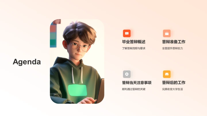 橙色3D风毕业答辩PPT模板