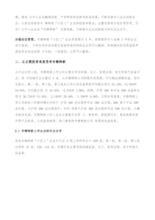 投资策略专题报告-从主题投资角度思考专精特新.docx