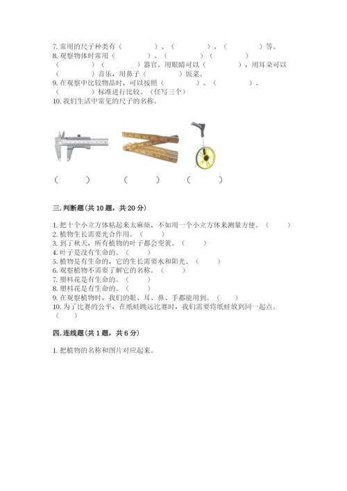 教科版一年级上册科学期末测试卷精品【含答案】.docx