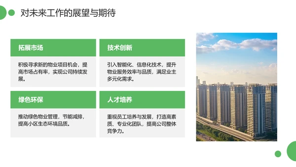 绿色简约风物业管理经理述职报告PPT模板