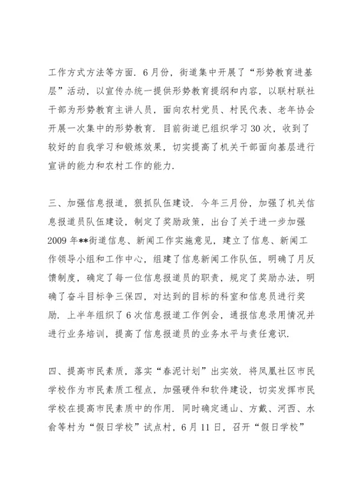 街道2009年上半年宣传思想文化工作总结.docx