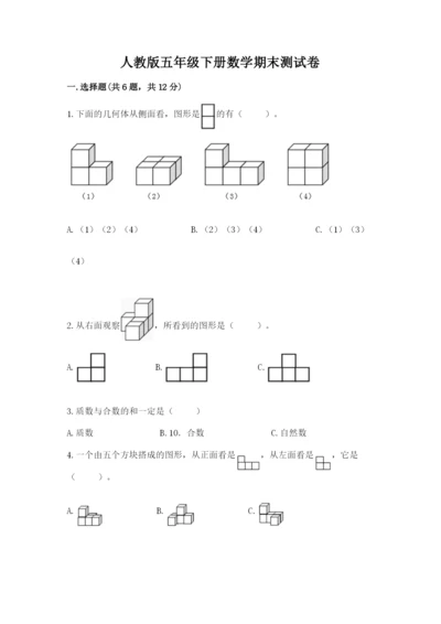 人教版五年级下册数学期末测试卷含完整答案【精品】.docx