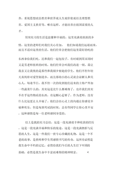 教师顶岗实习工作计划三篇