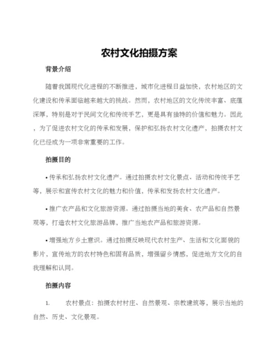 农村文化拍摄方案.docx