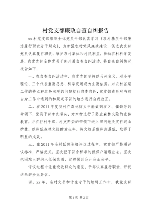 村党支部廉政自查自纠报告.docx