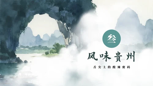 绿色清新实景风贵州旅行攻略旅行计划PPT模板