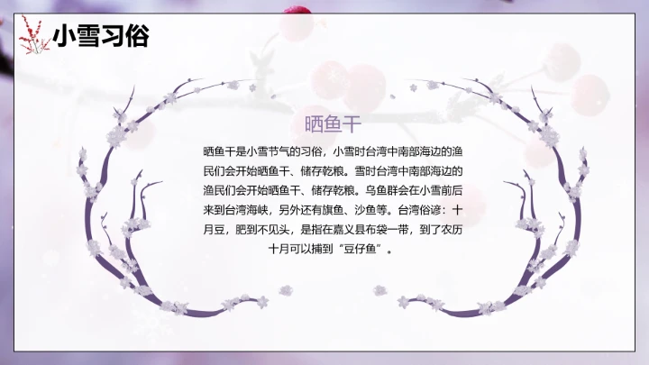 唯美简约小雪节气雪景二十四节气介绍PPT模板