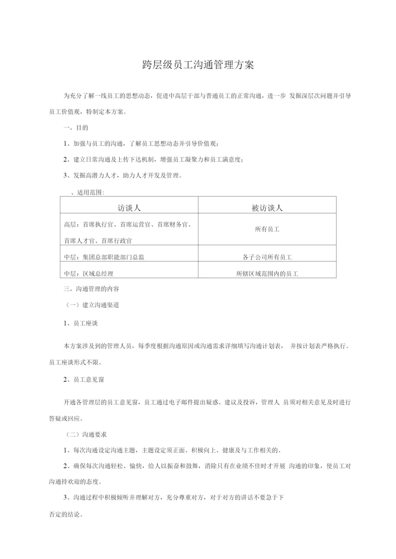 跨层级员工沟通管理方案.docx