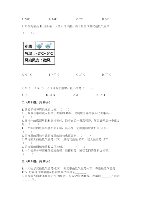 苏教版六年级数学小升初试卷及参考答案（轻巧夺冠）.docx