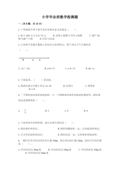 小学毕业班数学检测题带答案.docx