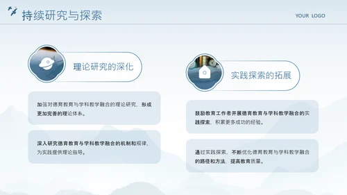 蓝色中国风德育教育与学科教学的融合路径研究PPT